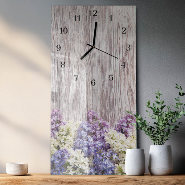 Zegar z grafiką 30x60 Liliowy nowoczesny na ścianę
