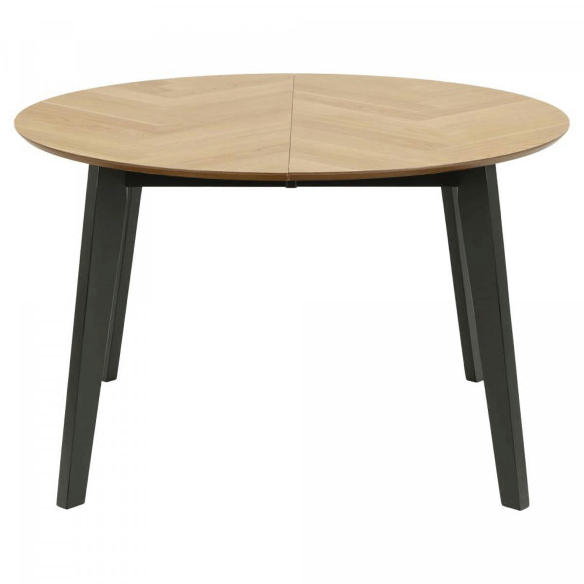 GEORGIA - Table ronde extensible en bois et métal noir