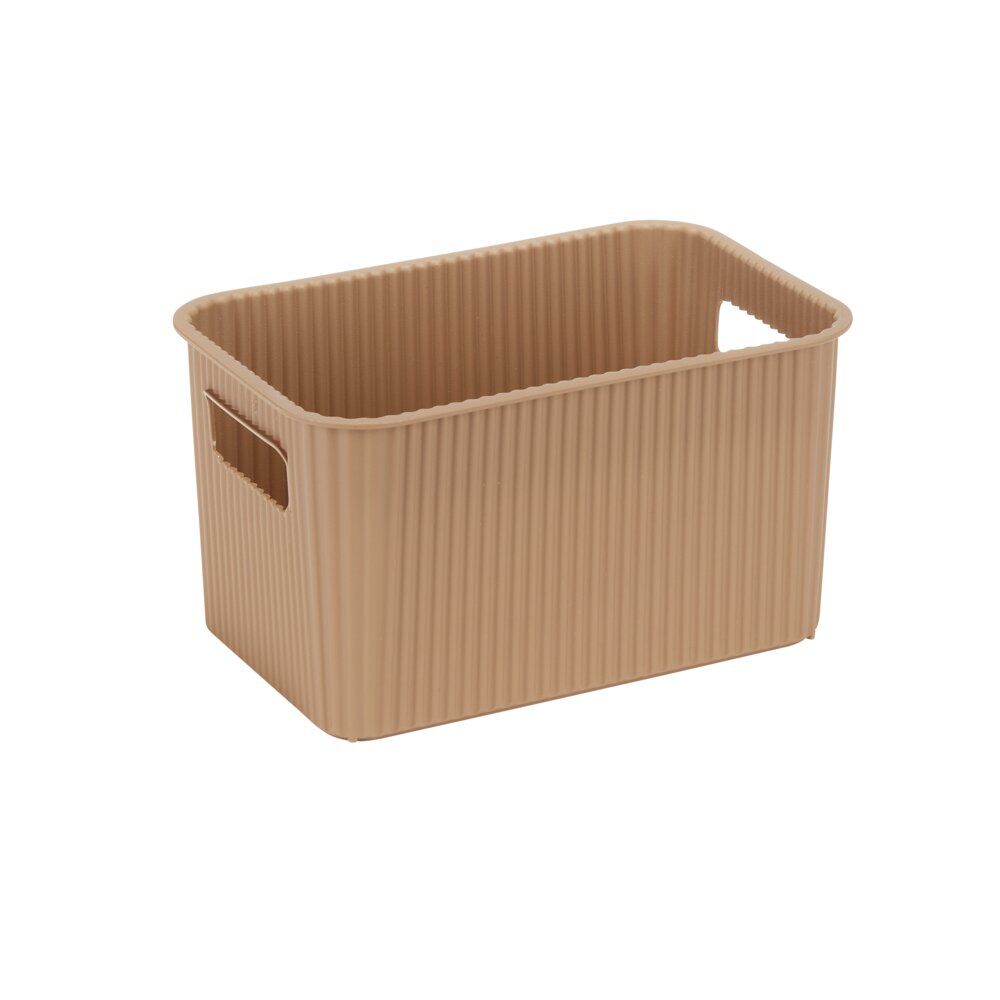 Panière de rangement 4L rectangulaire plastique marron 25,5x17xH12,5cm
