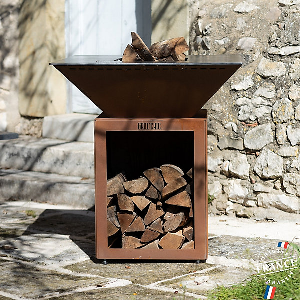 Brasero Cevenol Corten Bois Carre 83 Simple Cuve