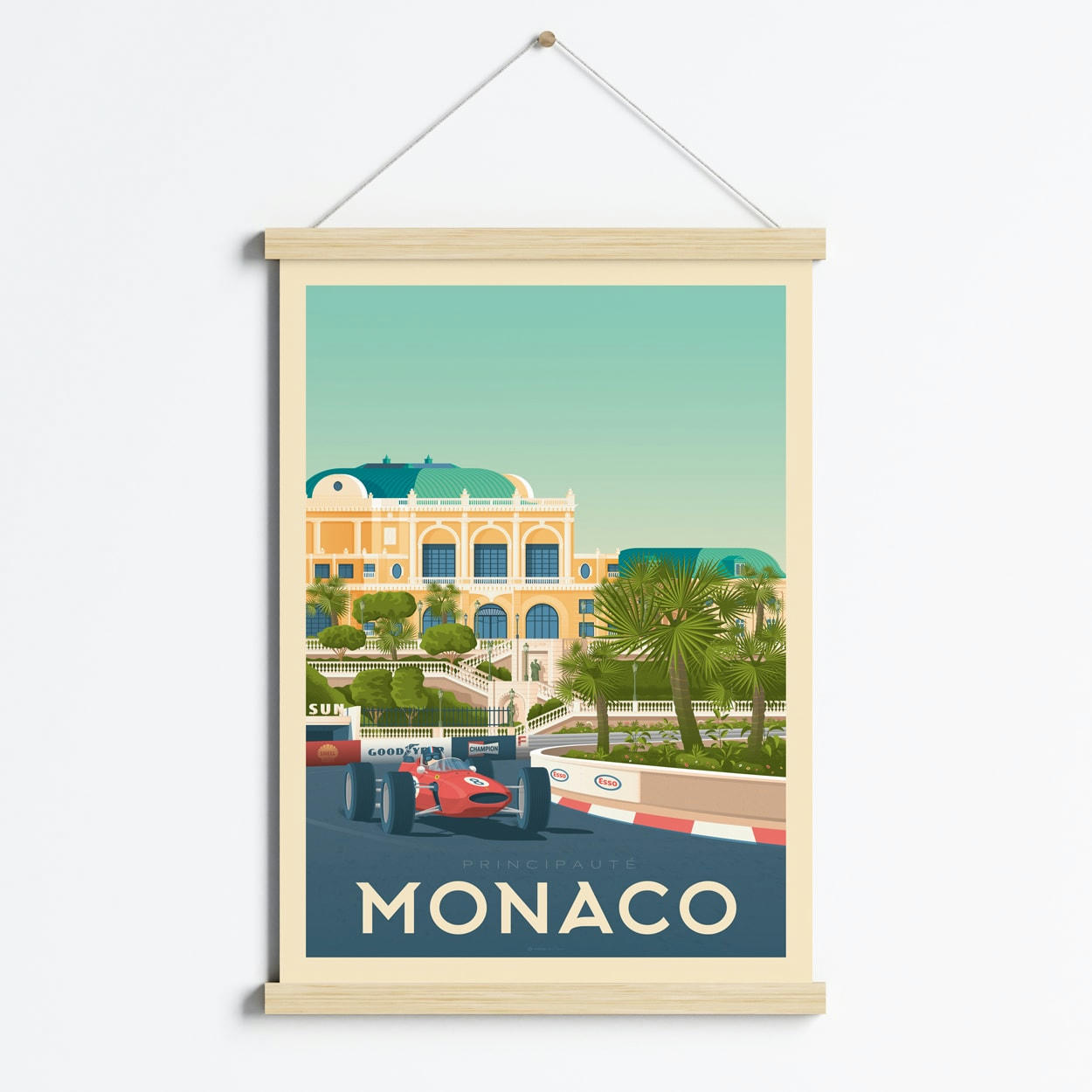 - Affiche Monaco + Cadre Magnétique (Bois) 50x70 cm