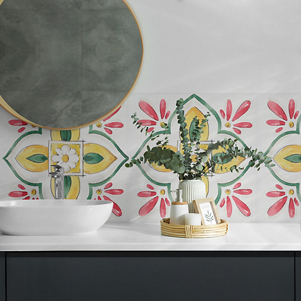 Panneau Décoratif Mural Wallfluent 50x50 cm Motif Floral Dans Un Cadre 4 pièces