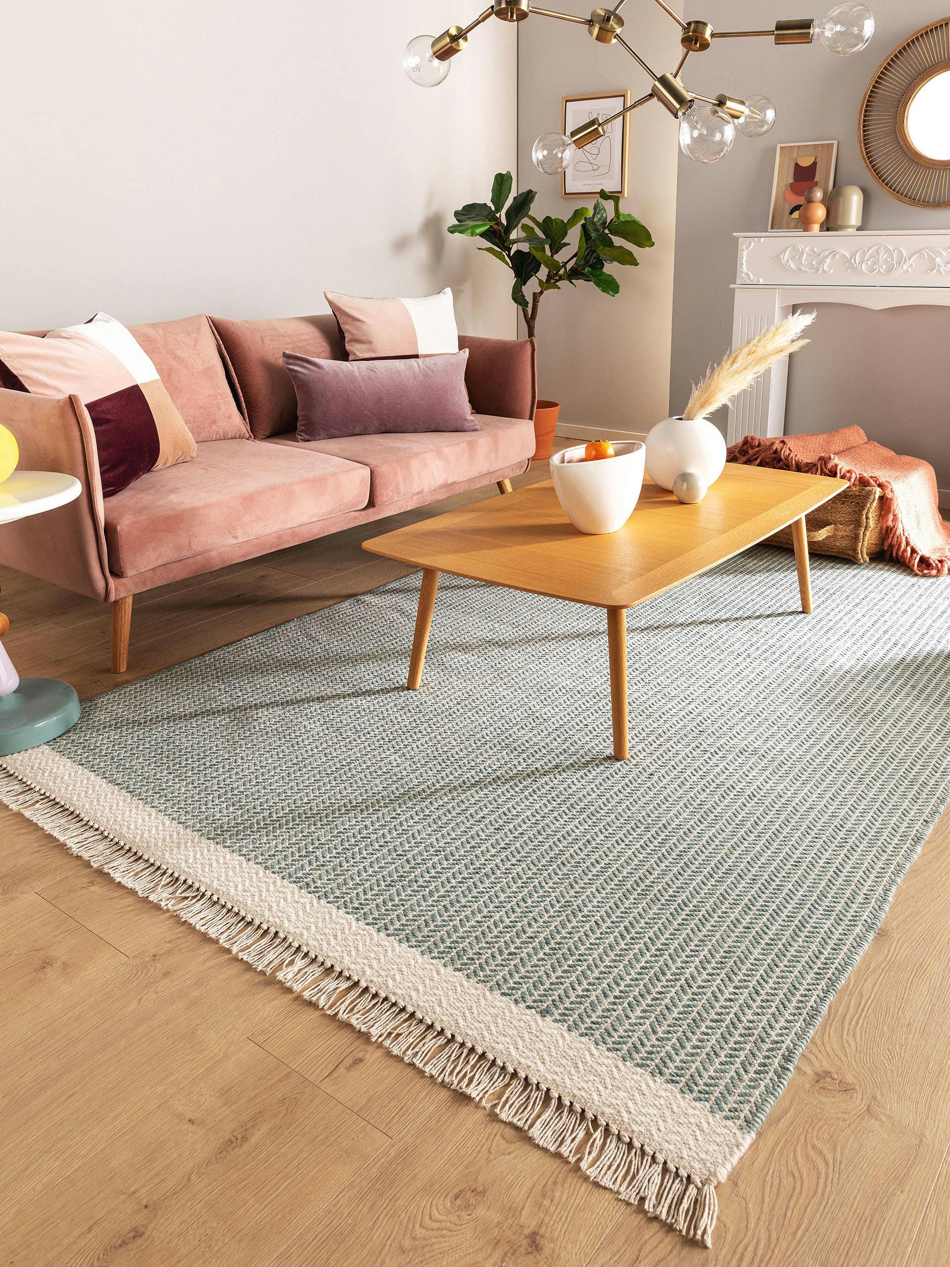 KIM - Tapis de laine menthe 200x300