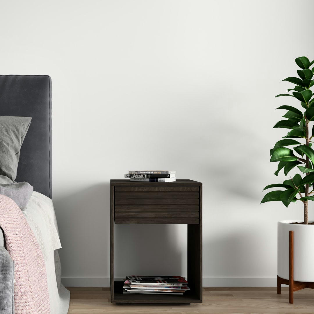 EMMA - Lot de 2 Table de chevet en hêtre noir huilé