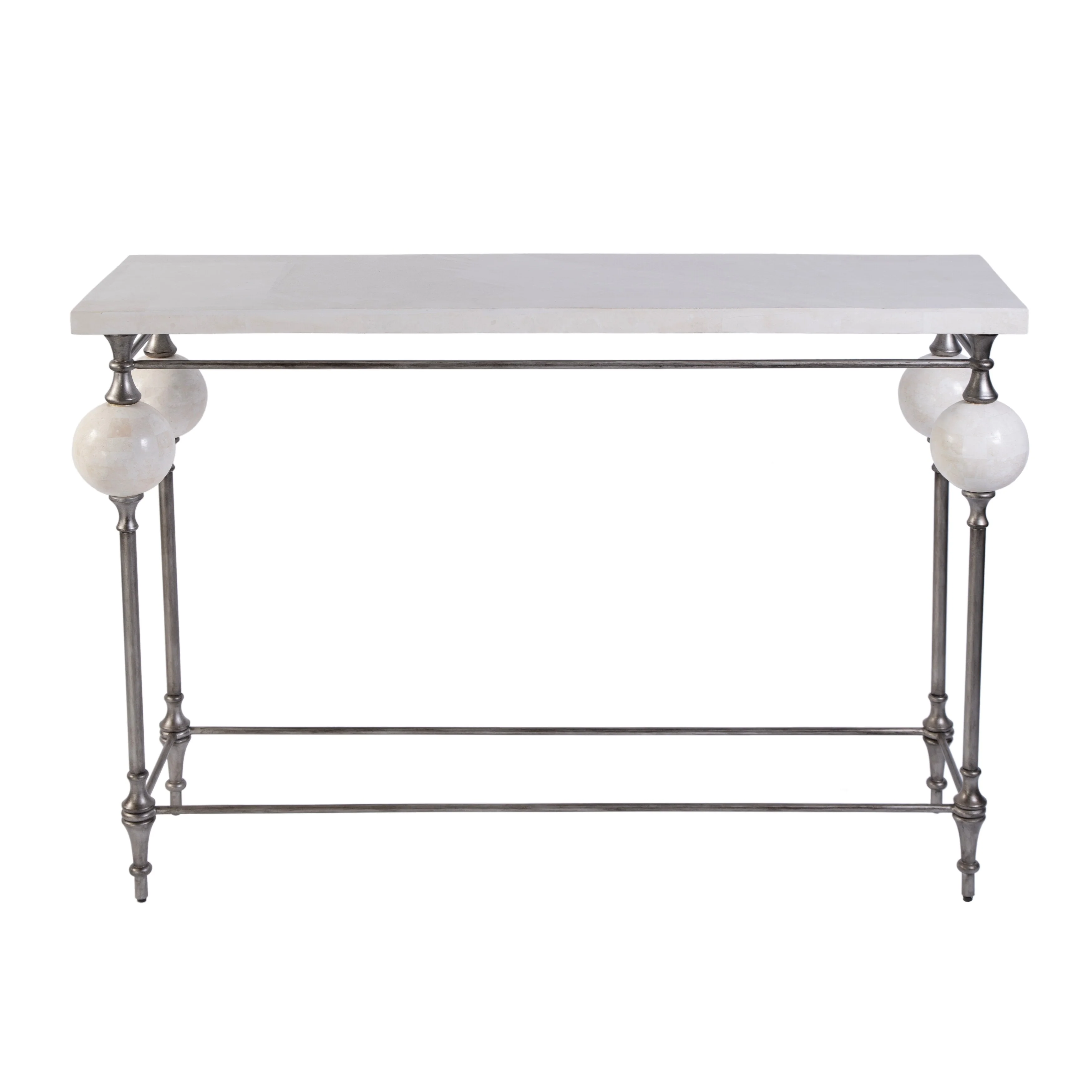 Amadeo 49 in. W Rectangular Stone and Metal Console Table