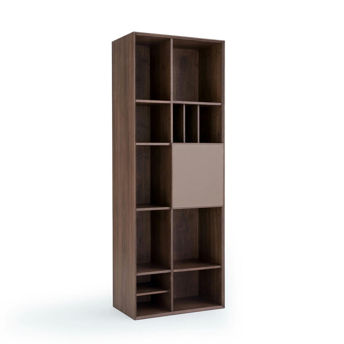 Bibliothèque noyer porte cuir, Mikube