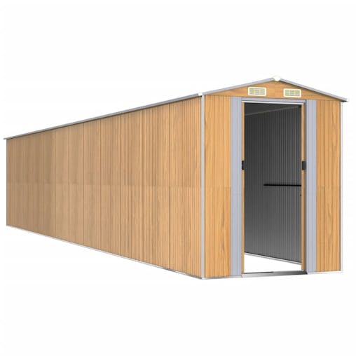 NNEVL Garden Shed Light Brown 192x1021x223 cm Galvanised Steel
