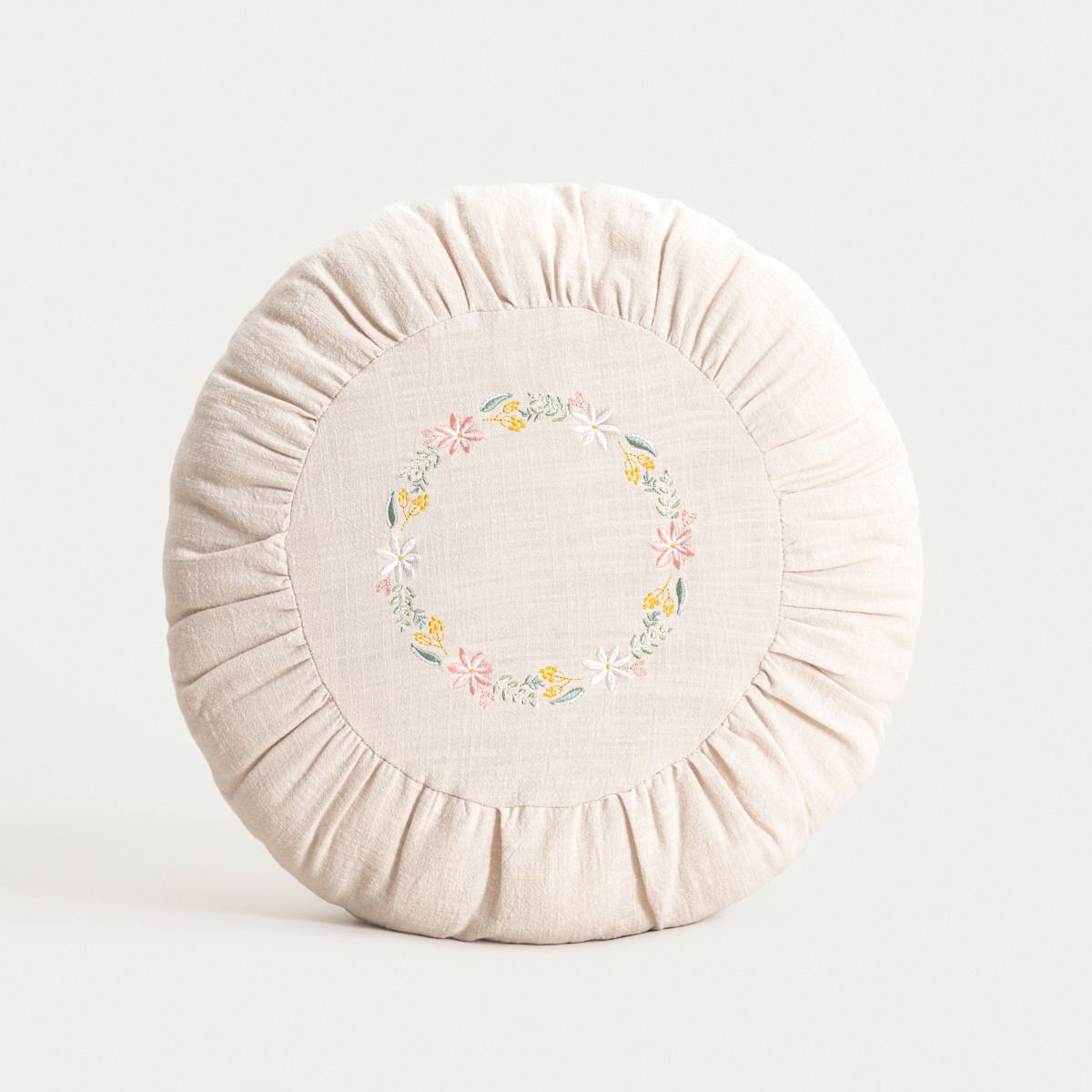 Poduszka BANF ecru bawełniana z dekoracyjnym haftem 38cm