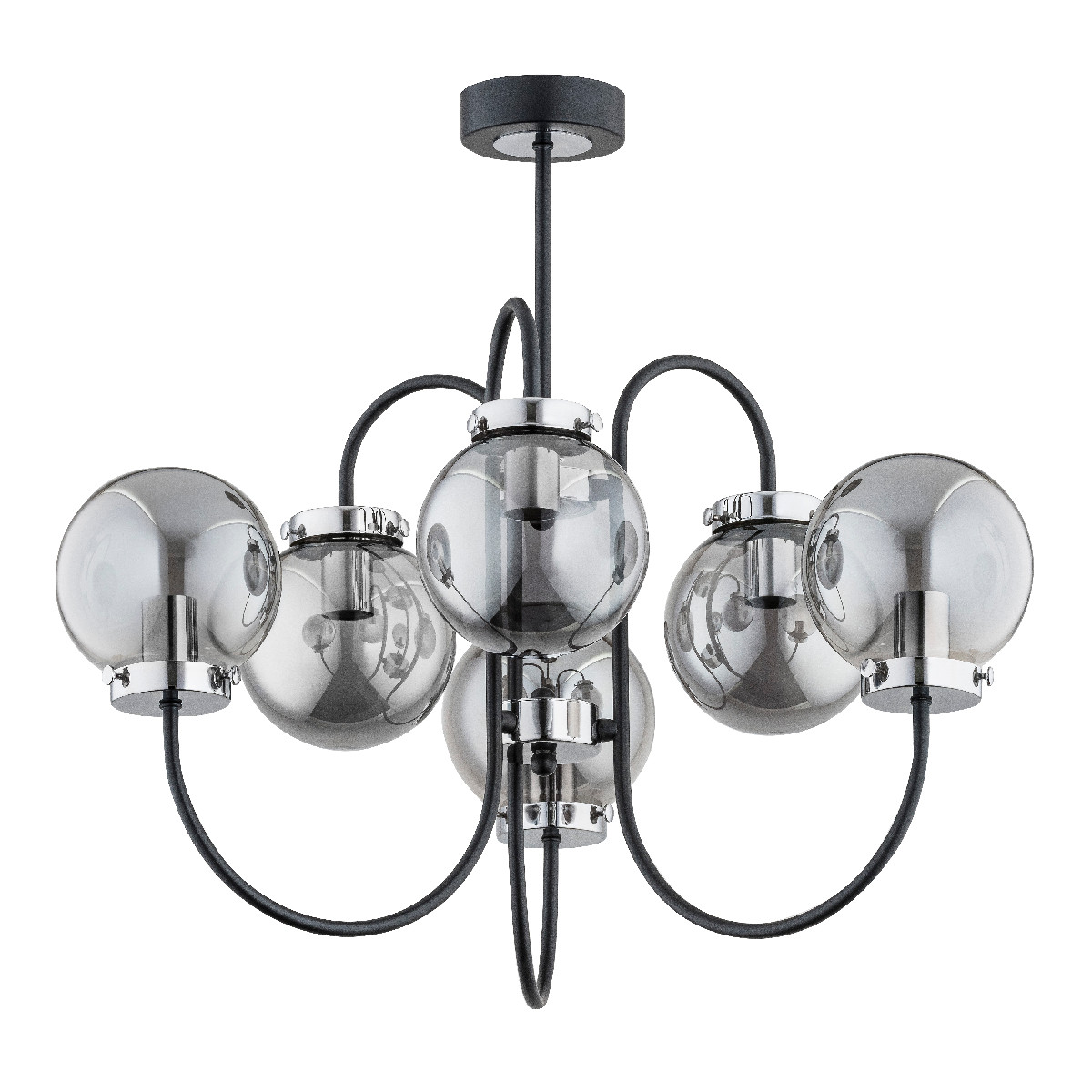 Żyrandol MIDAS szklane kule czarny 6xE14x10W wym:54x57x57cm IP20 Alfa