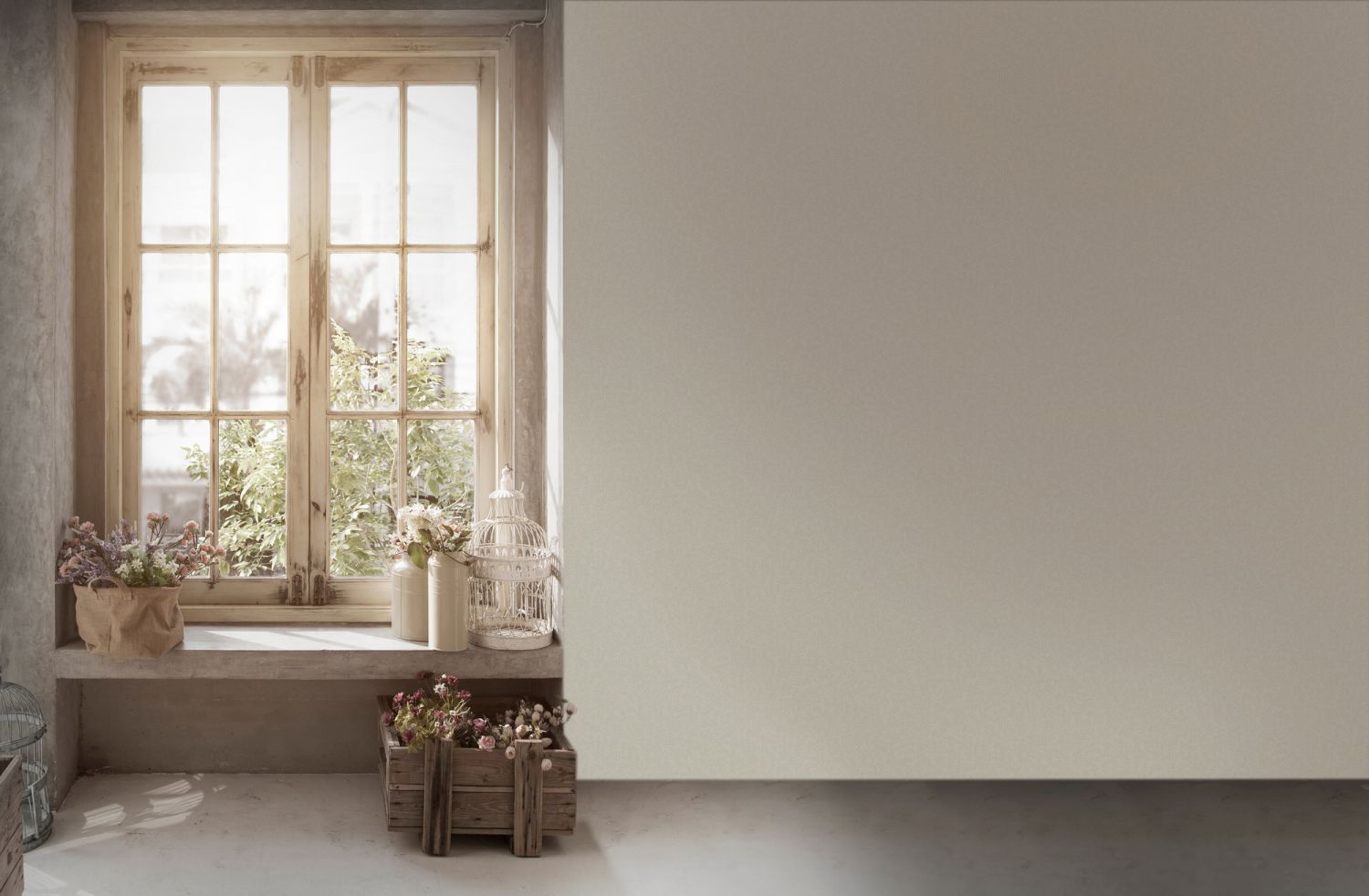 Livingwalls behang bloemmotief wit en groen - 53 cm x 10.05 m - AS-390731