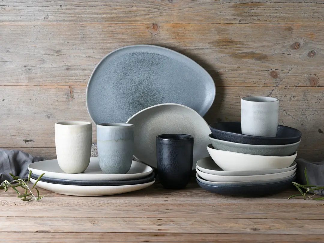 Flacher Teller 4er-Set Pietra
