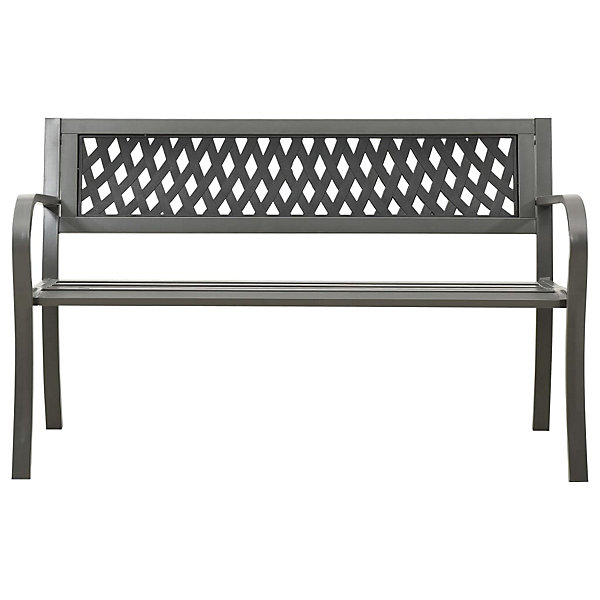 Banc de jardin meuble de patio gris Helloshop26