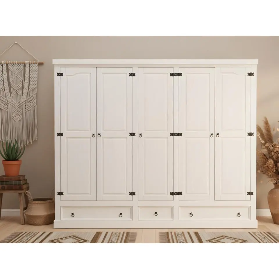 Hioshop 5-deurs kledingkast wit New Mexico