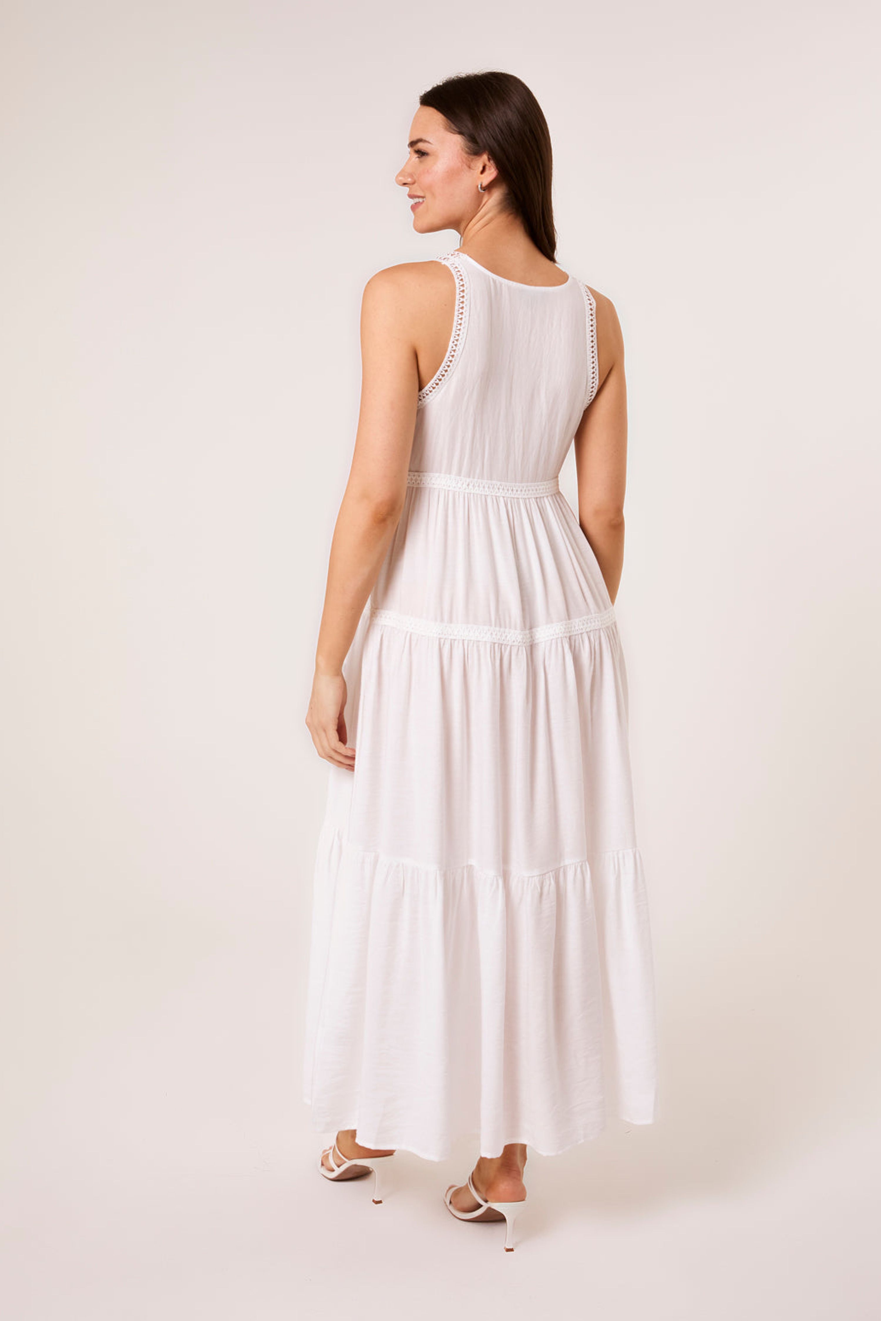 Blue Vanilla Ivory Maxi V Neck Dress