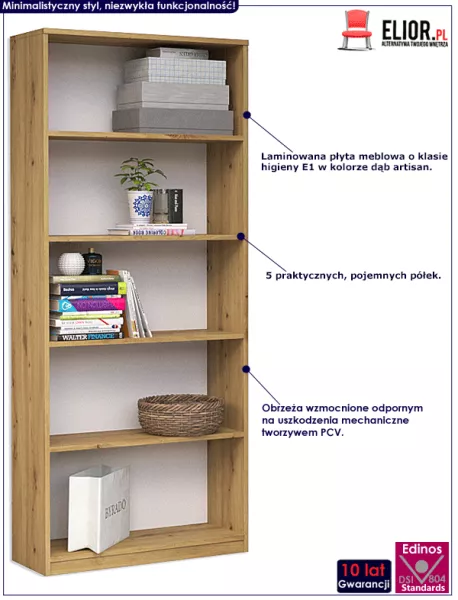 Industrialny regał dąb artisan - Naeno