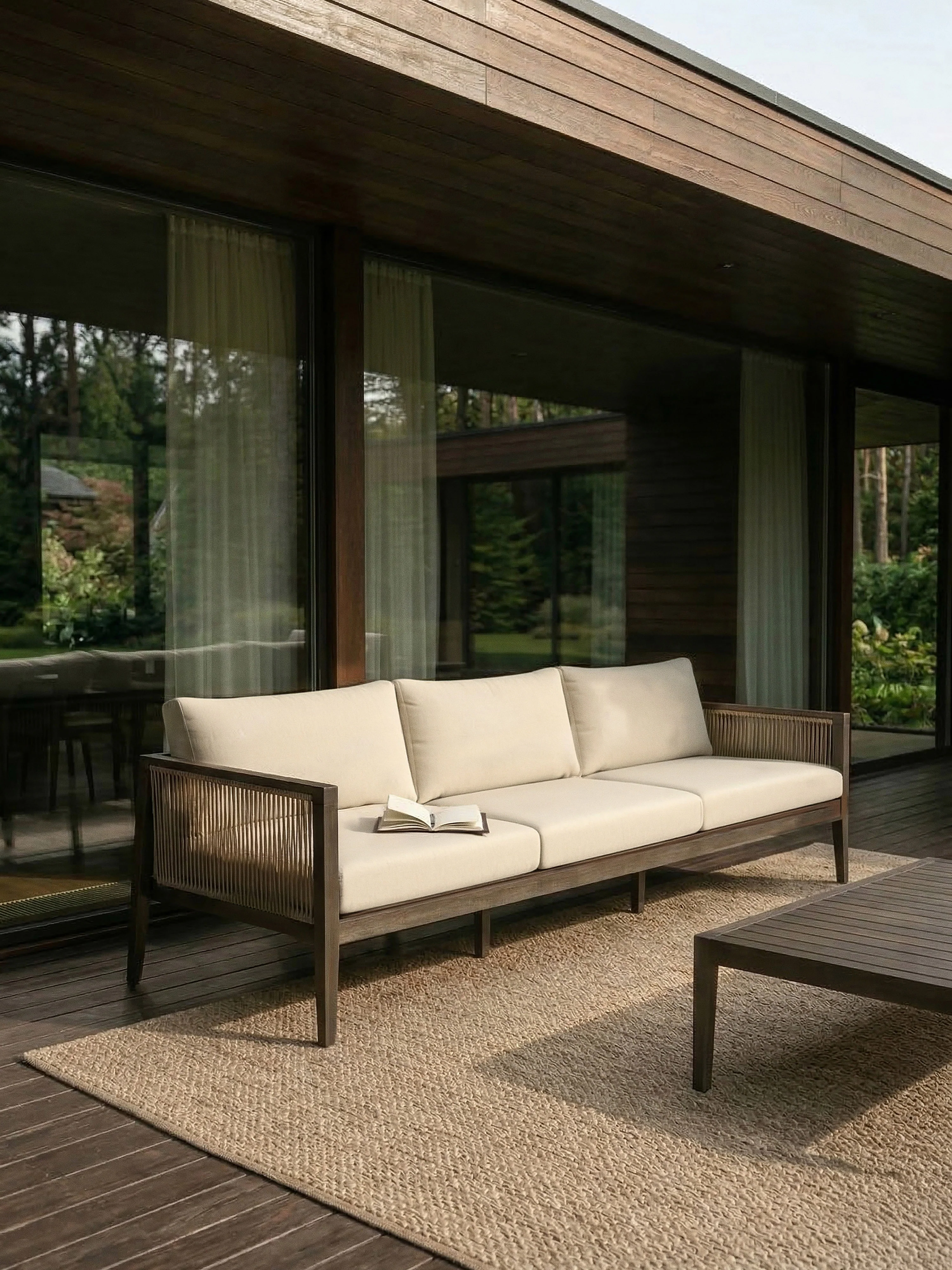 Garten-Loungesofa Travis (3-Sitzer) aus Akazienholz
