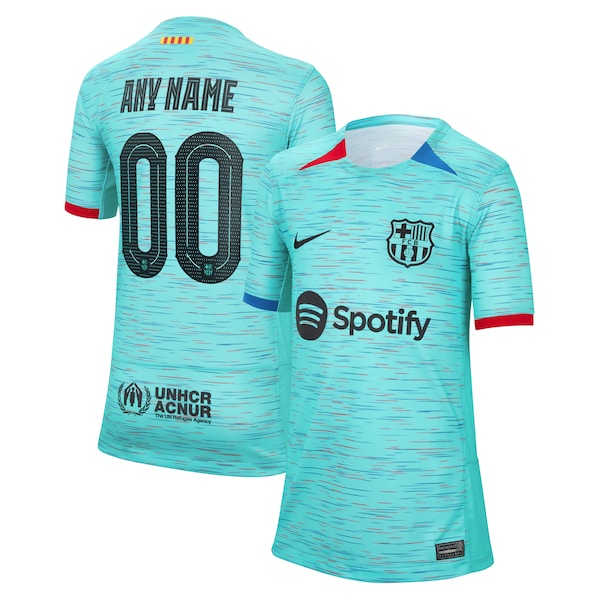 Barcelona Nike Youth 2023/24 Third Custom Replica Jersey - Aqua
