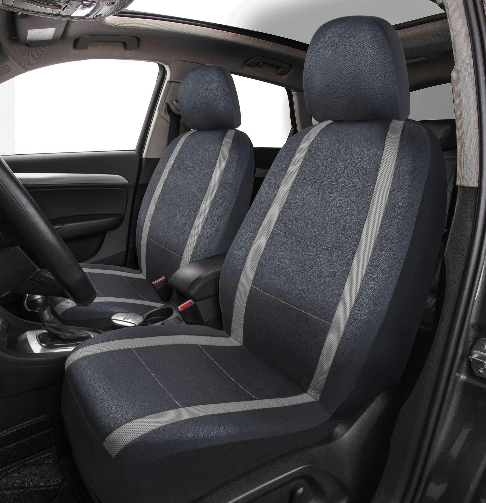 AutoTrends Core Sport Polyester Seat Cover, Grey & Black, 2-pk