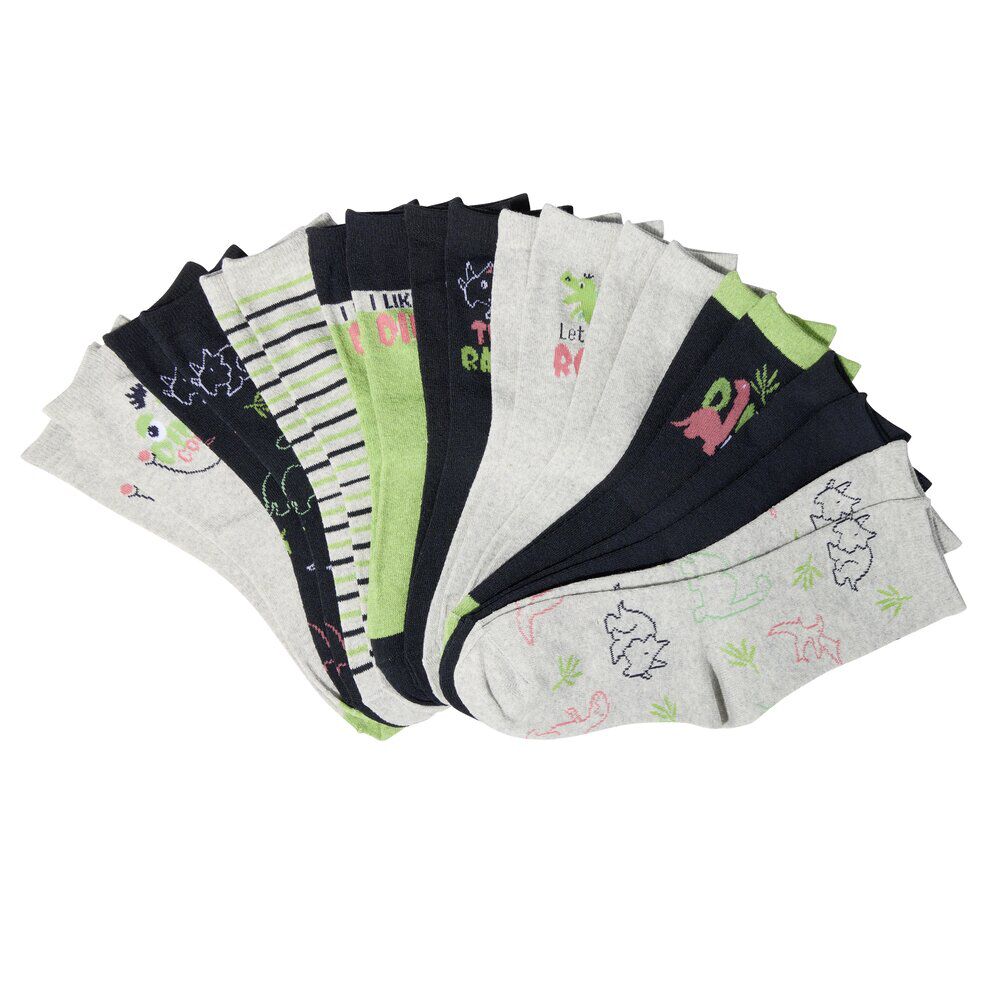 Chaussettes enfant x10 coton et polyester avec motif (2 modèles)