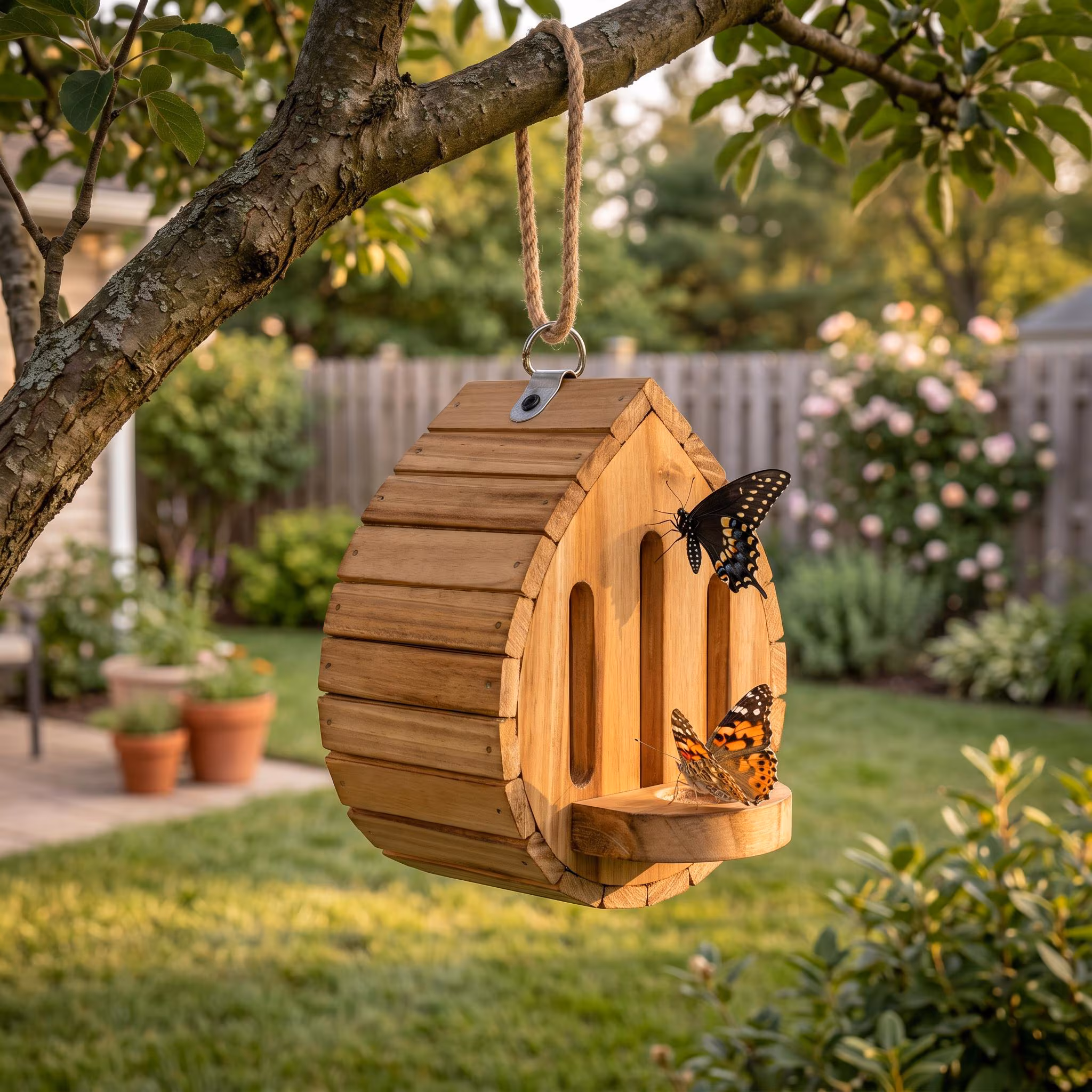 Handmade Garden Butterfly House with Feeder Station For Garden, Pollinator Butterfly House, Yard Decorating Gift, Butterfly Lovers Gift