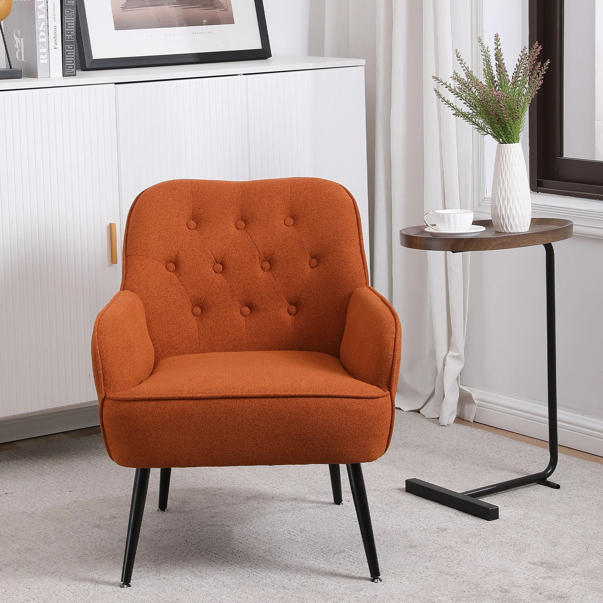 A simple small-sized leisure chair that can perfectly fit various apartments, living rooms, and bedrooms