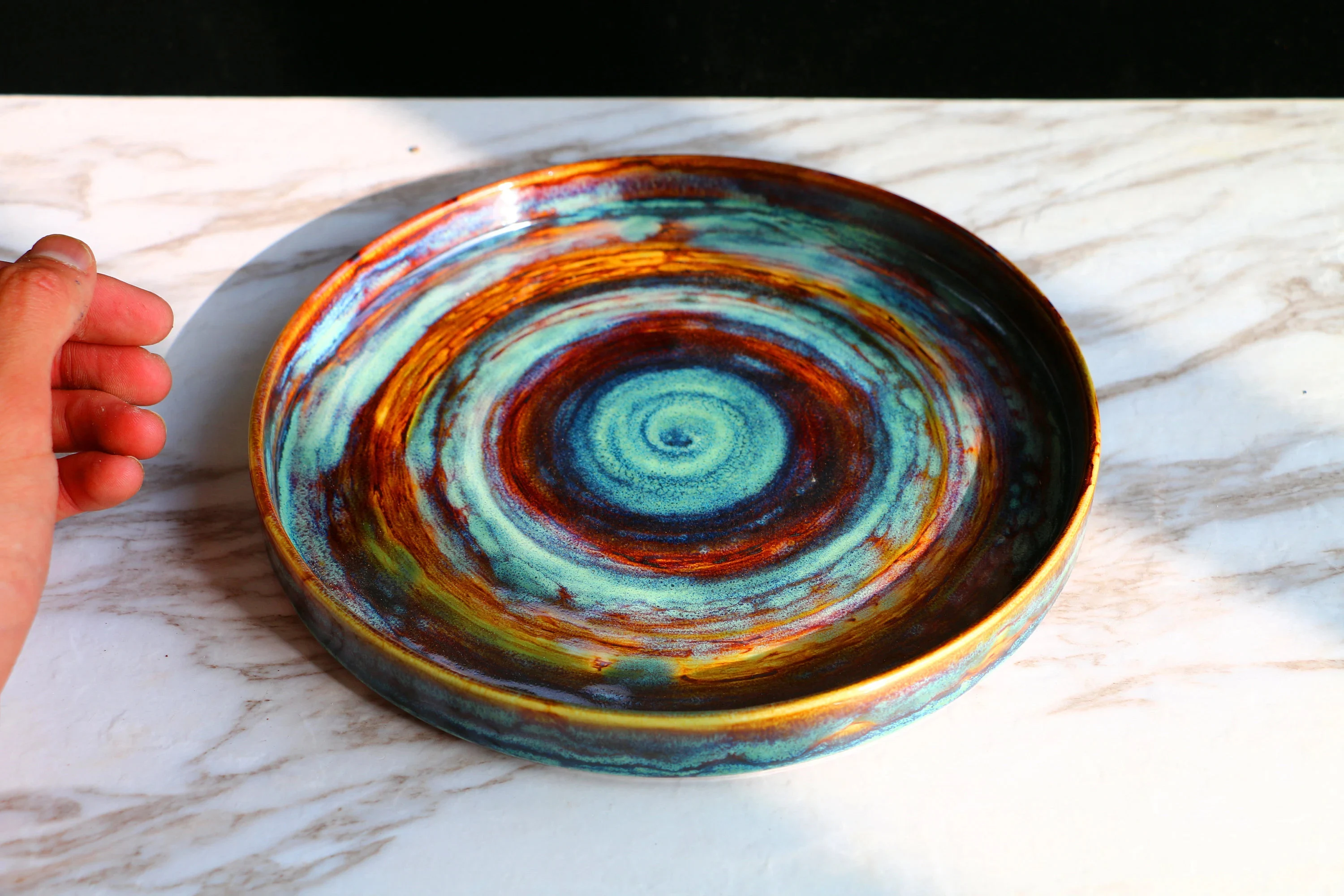 Retro Handmade Green Ceramic Serving Trays, Personalized Vintage-Inspired Pottery Dinnerware Christmas Gifts