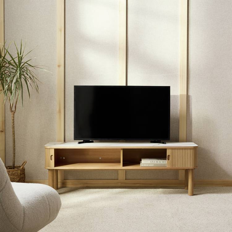 Habitat Lex 2 Door Oak TV Unit - Natural