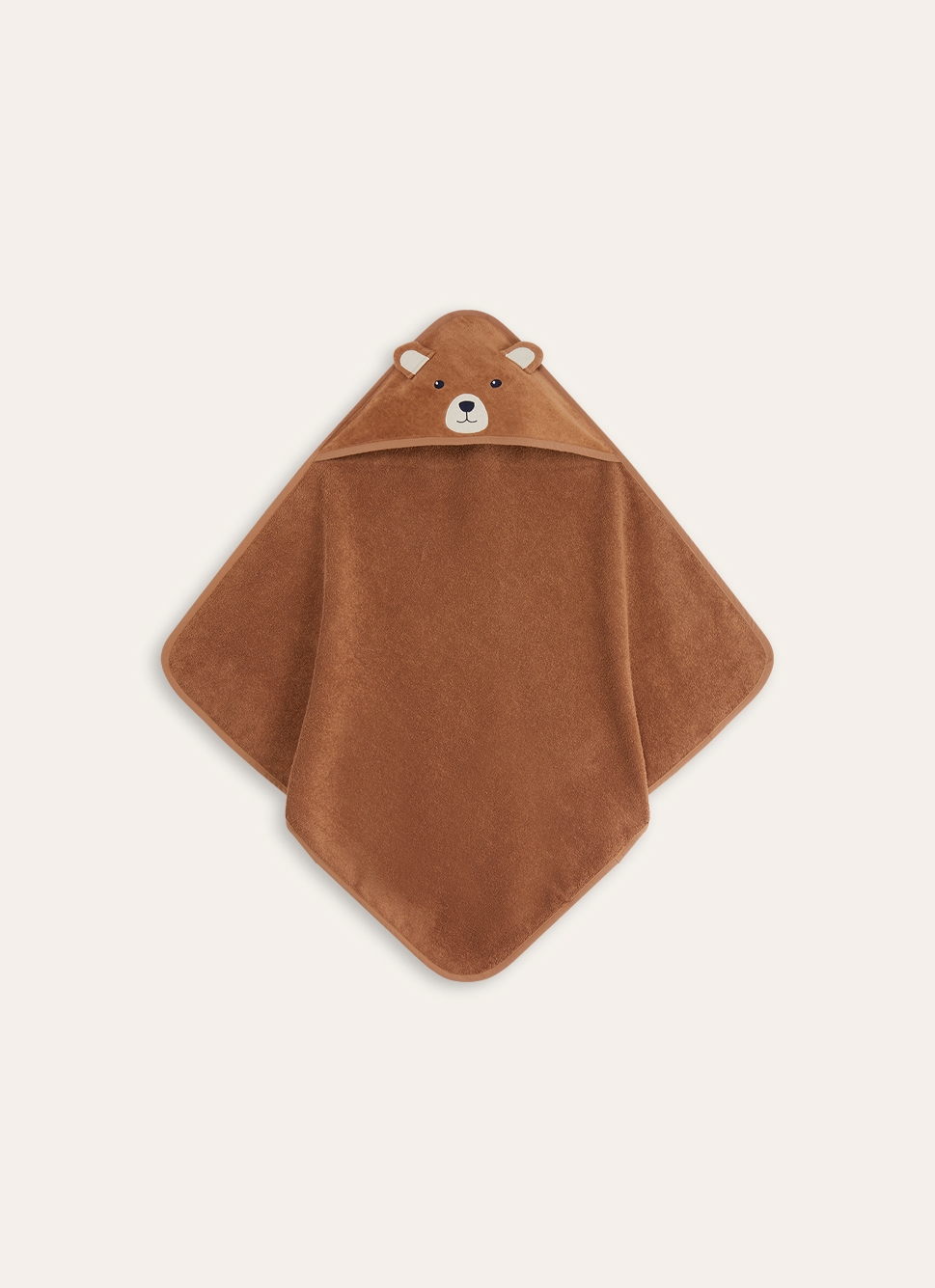 CAPE DE BAIN BÉBÉ EN VELOURS ÉPONGE OURSON MARRON