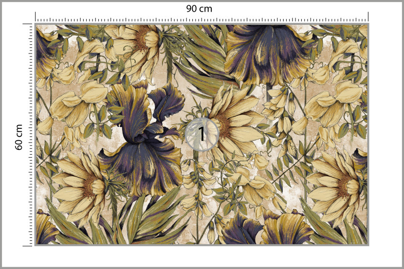 Fototapeta Do Salonu Kwiaty W Stylu Vintage 90x60cm