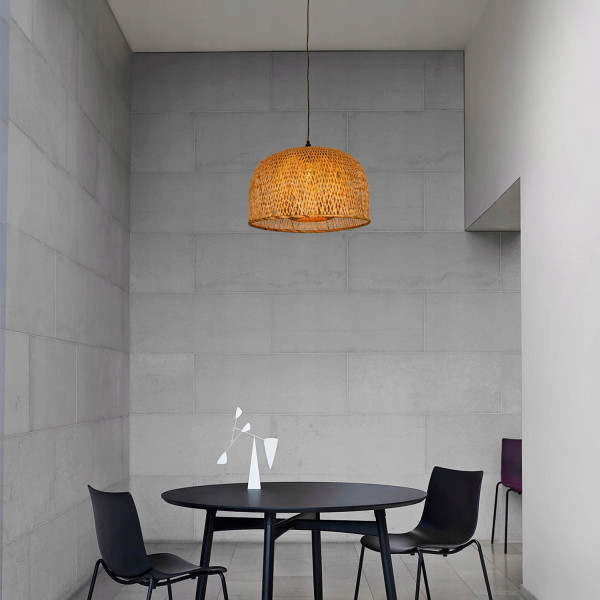 Lampa Sufitowa Wisząca Bambus BOHO Rattan Drewno Loft