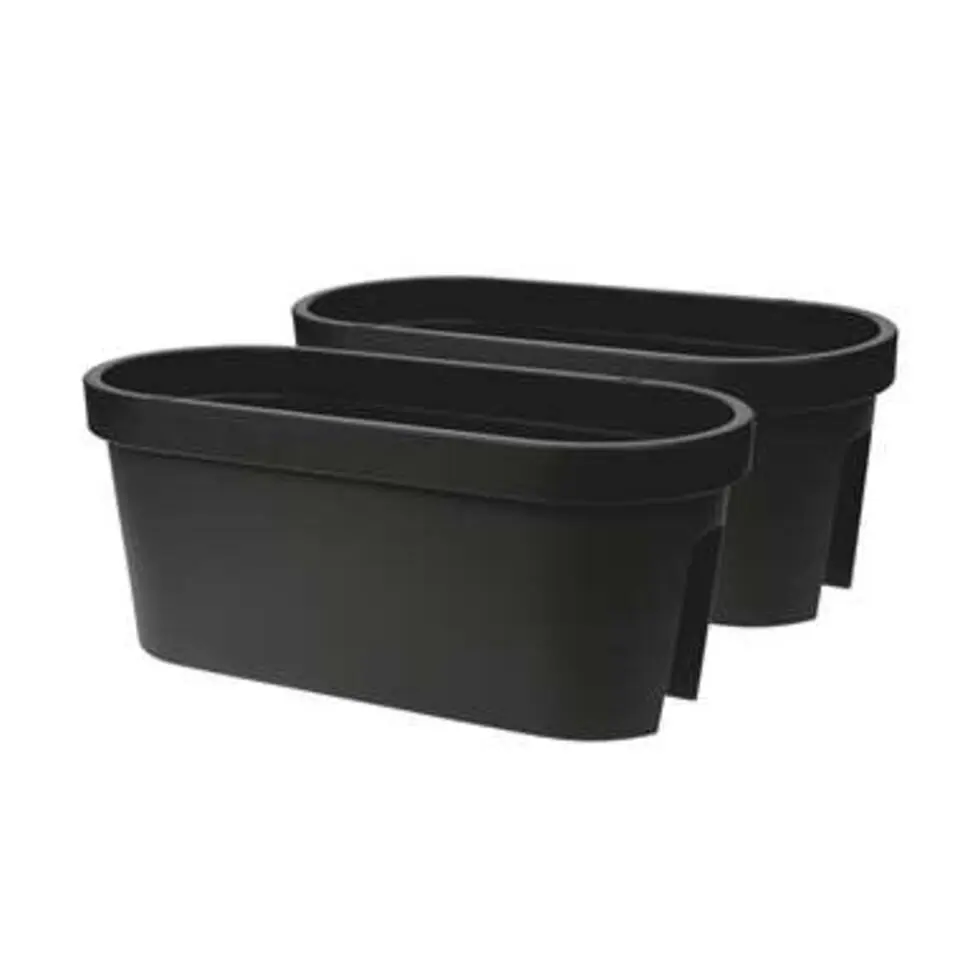 Balkon plantenbak - anctraciet - kunststof - ovaal - 60 x 25 cm