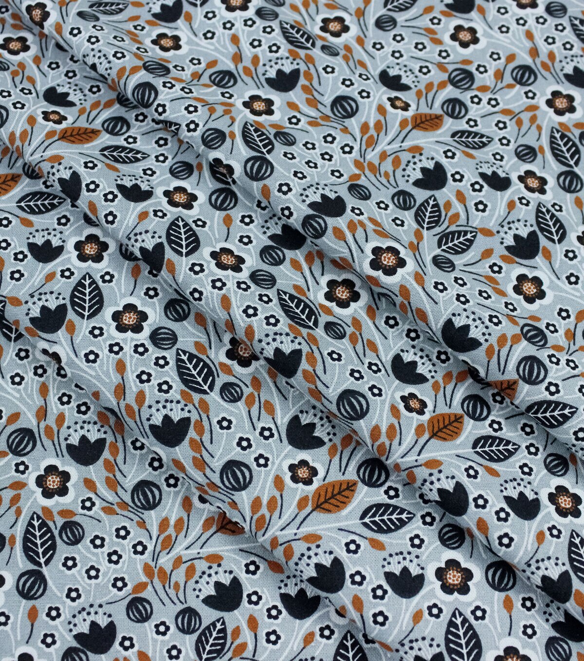 Brown Gray Mini Floral Harvest Print Cotton Fabric