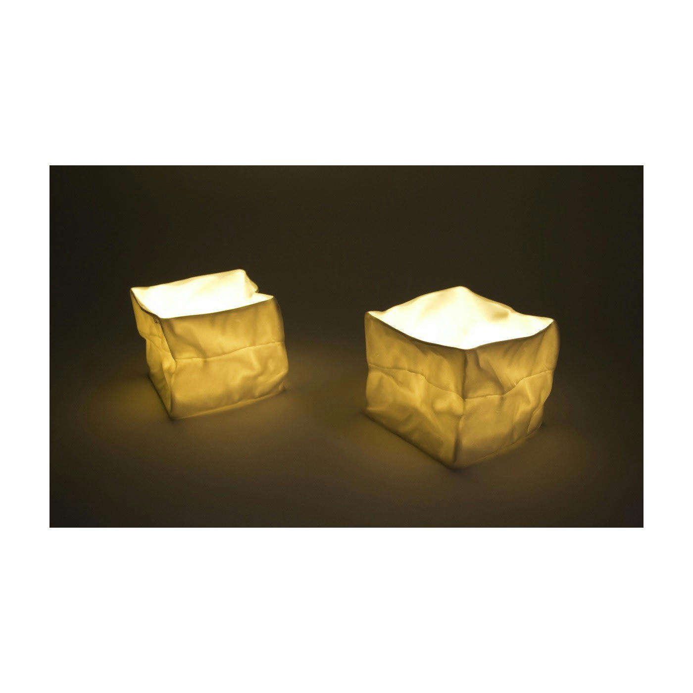 KIKI - Petit photophore porcelaine froissée 7x7x7