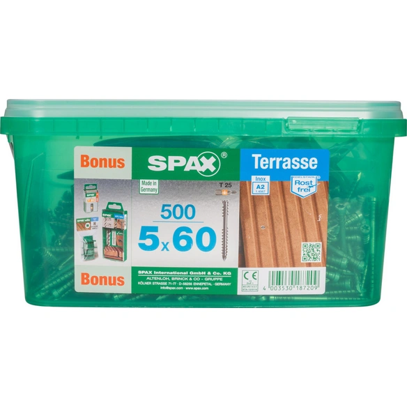 Terrassenschraube, 5 mm, Edelstahl rostfrei, 1 Stk., Terrasse A2 5x60 Bonus Set HKB L