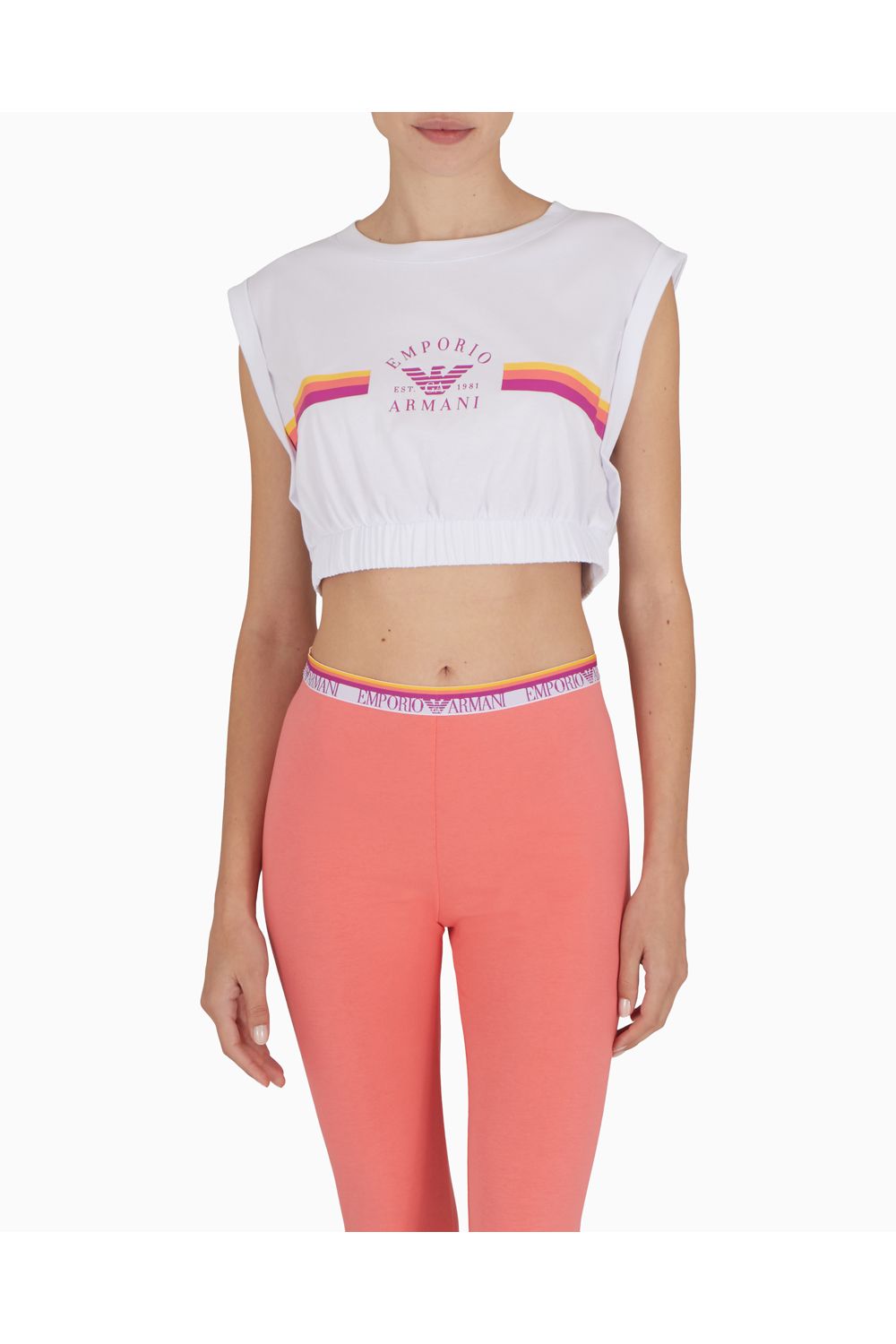 Emporio Armani Ea Crop Top White Multi