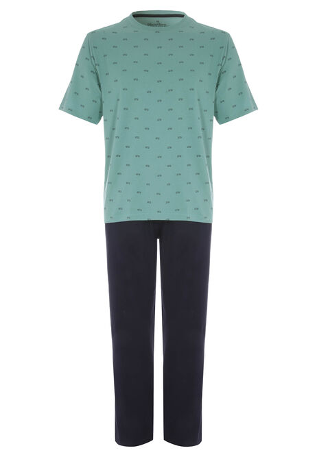 Mens Green Truck Jersey Pyjama Set