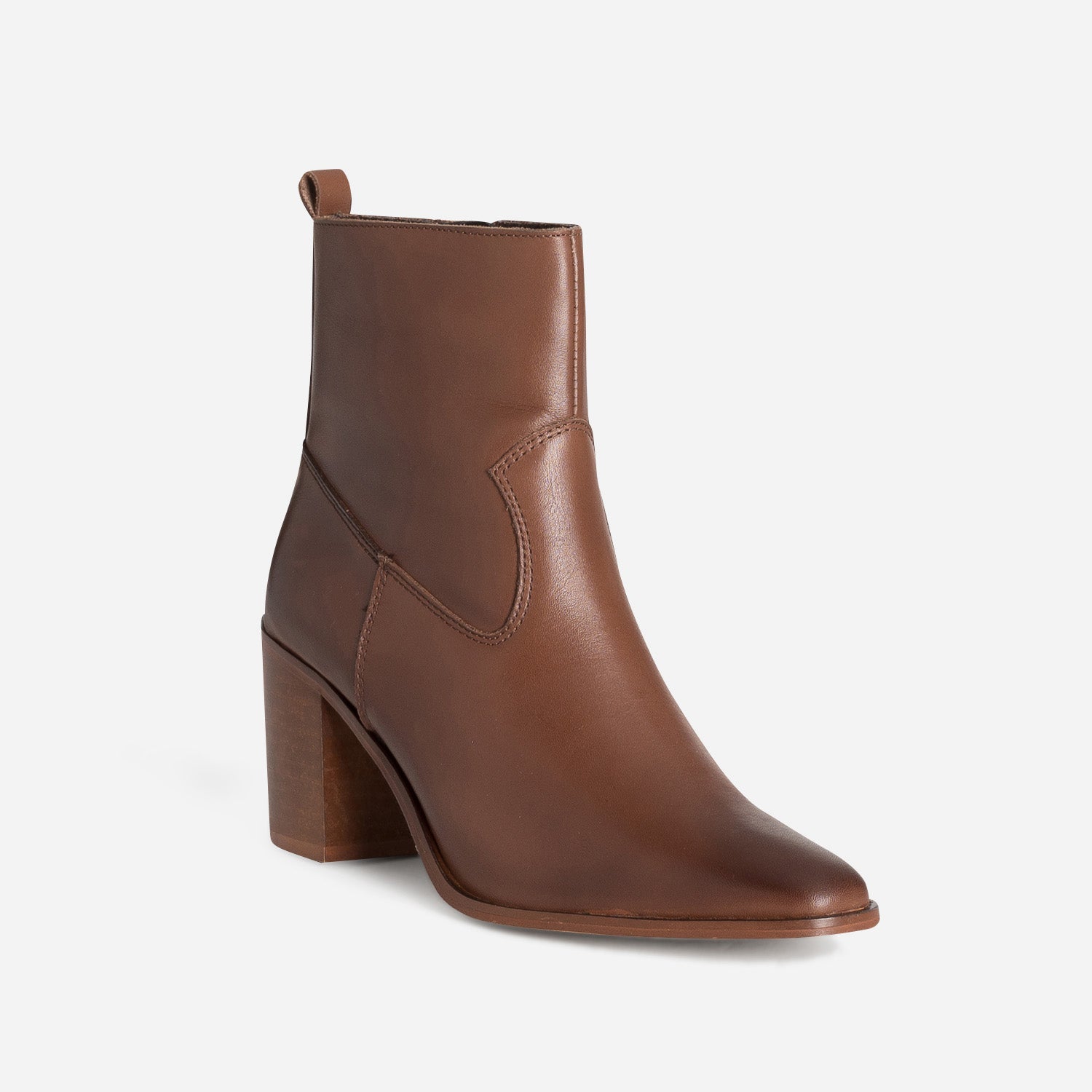 Boots talon en cuir marron