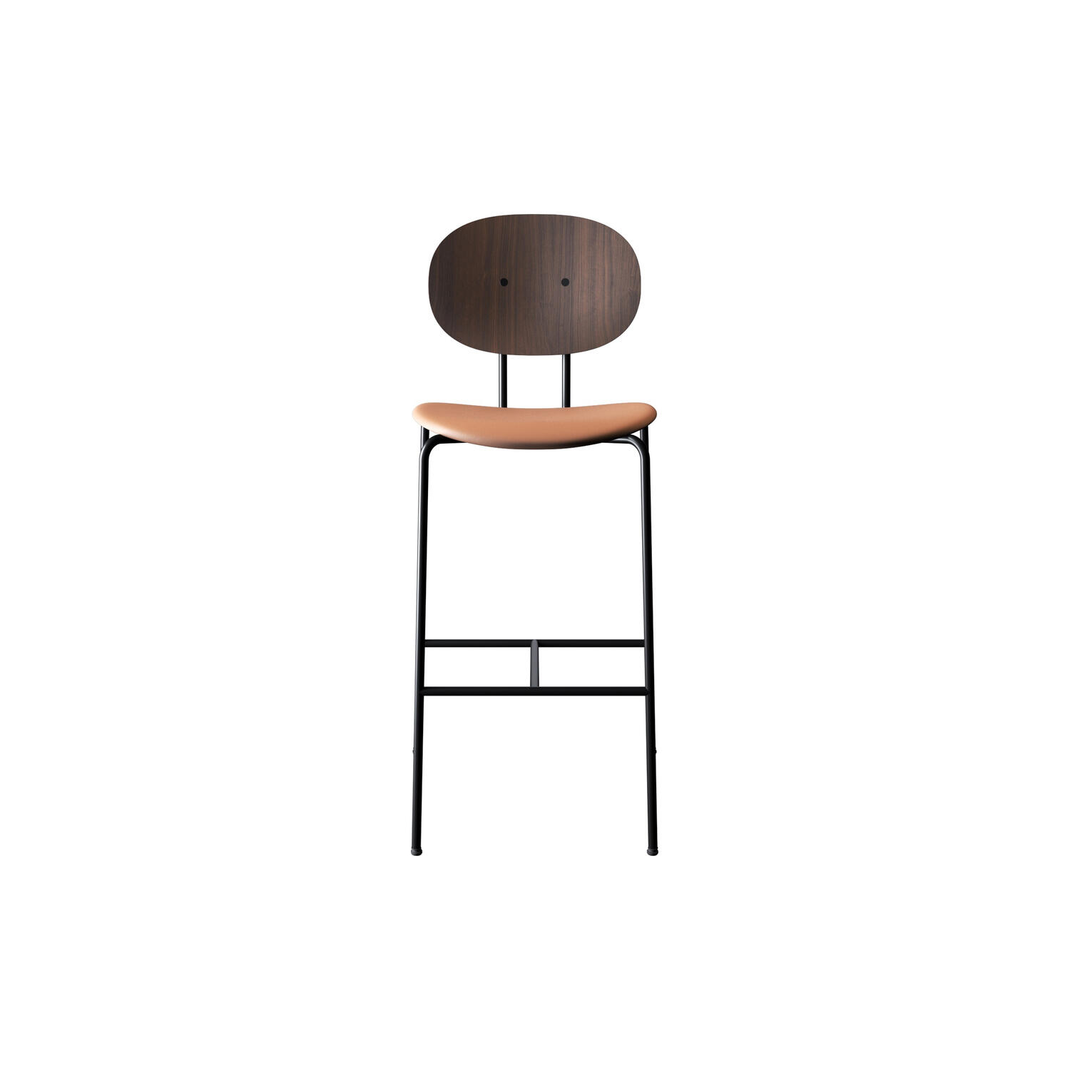 PIET HEIN Bar Chair, oiled walnut/Silk Cognac