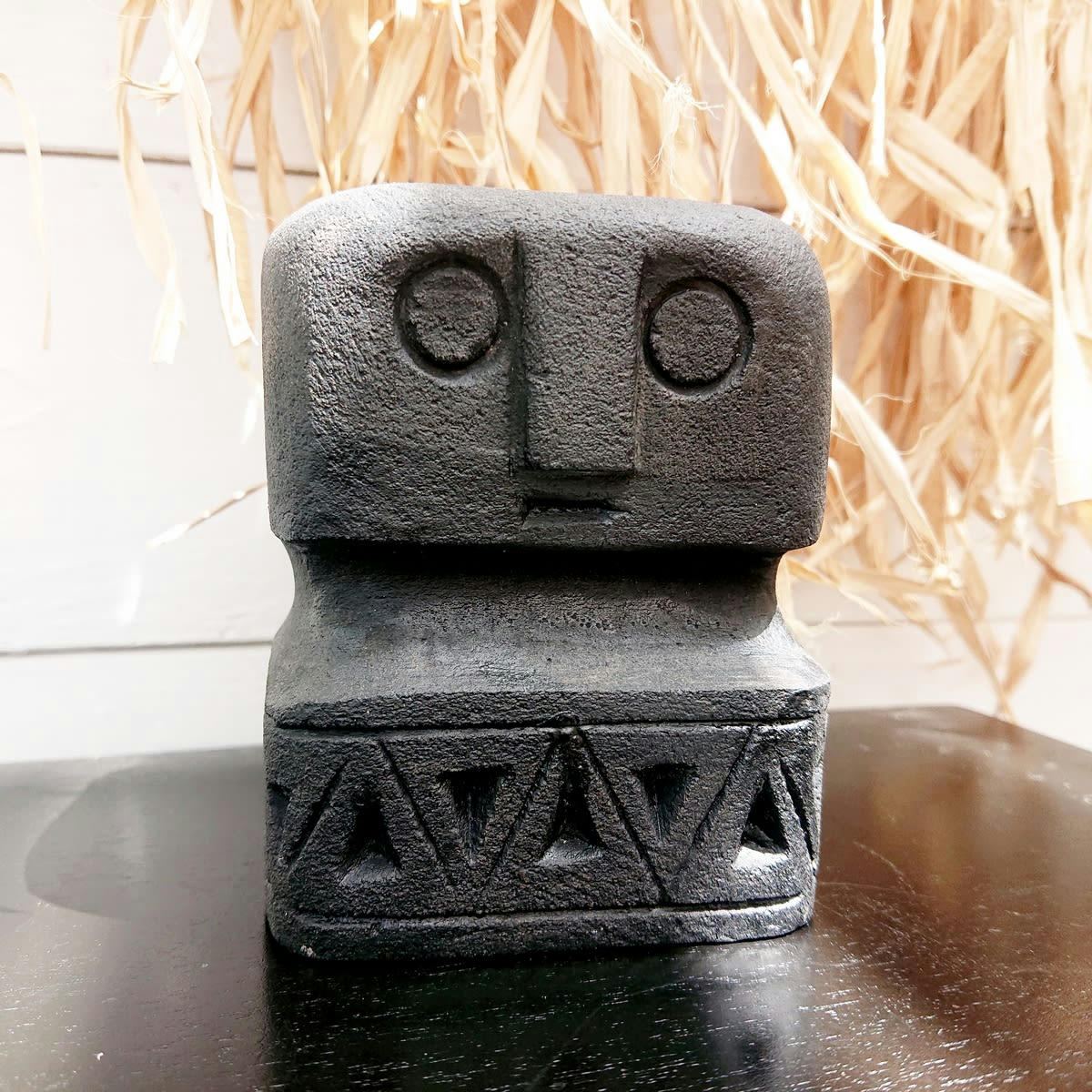 SUMBA - Porte bougie en grès, noir L8 x H10 x P8 cm