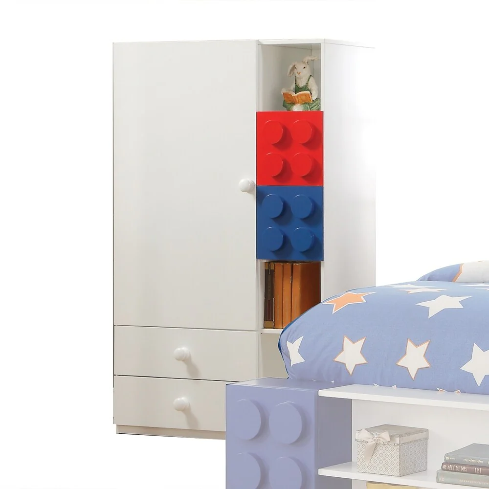 Acme Playground 2-Drawer Armoire with Cabinet in White