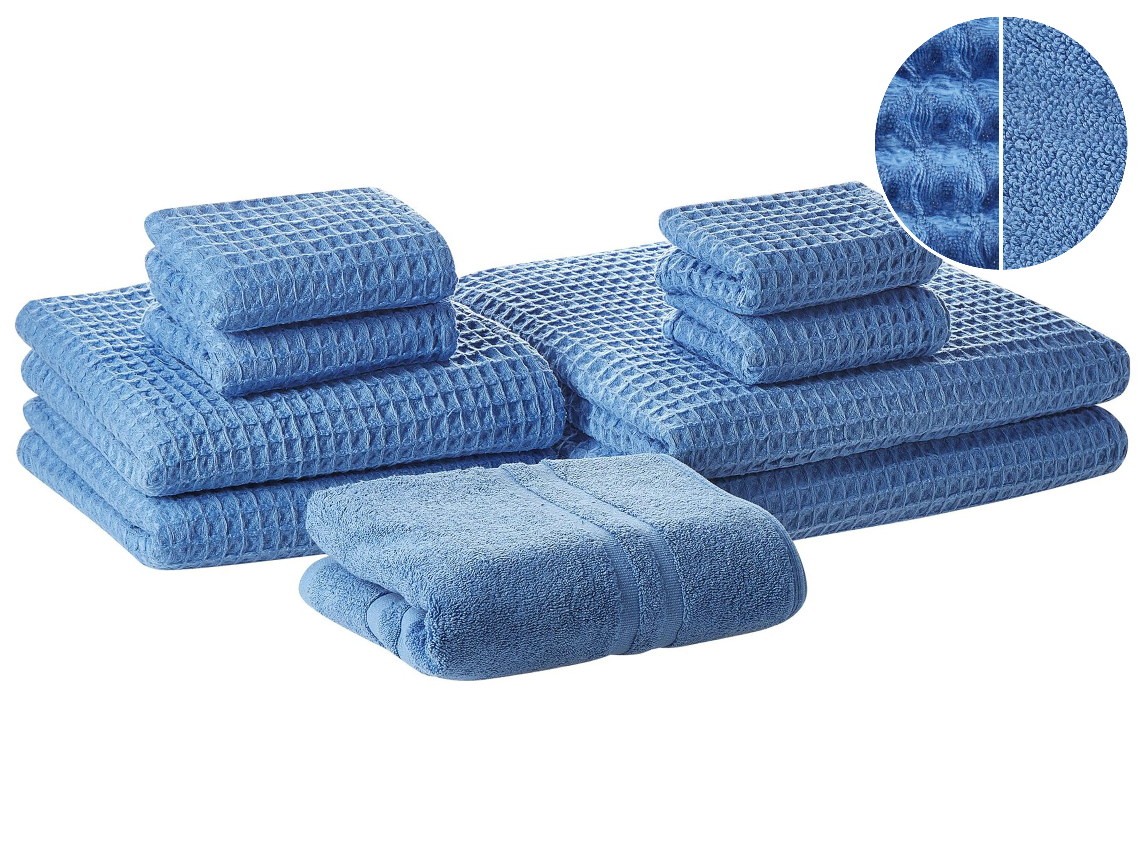 Set of 11 Towels AREORA Cotton Blue