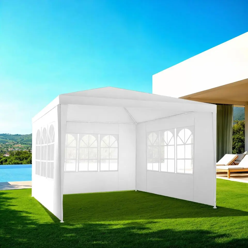 tectake Paviljoen Barinas met 3 zijdelen, waterdicht, 3x3m, Wit