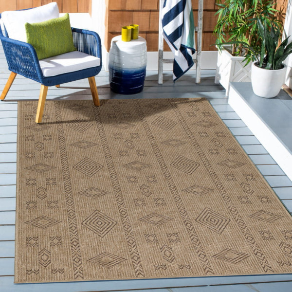 Dywan zewnętrzny Dhaka boho beżowo-antracytowy 80x 150