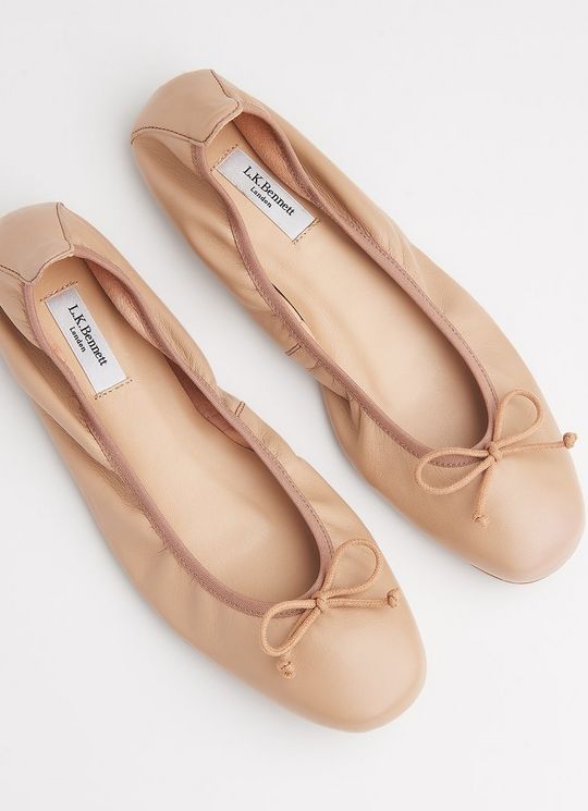 Trilly Beige Leather Ballet Pumps