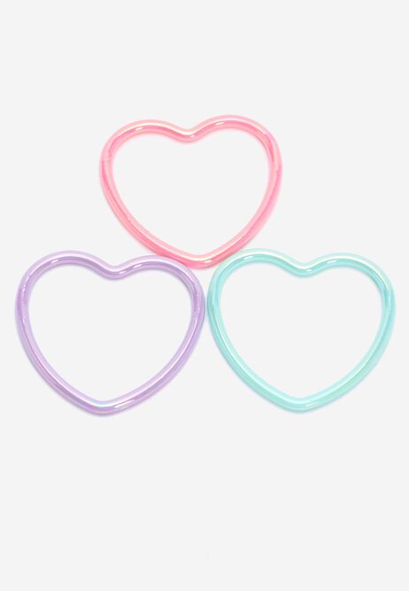 Girls 3pk Pink Heart Bangles