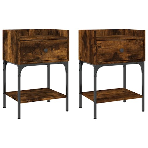NNEVL Bedside Tables 2 pcs Smoked Oak 40.5x31x60 cm Engineered Wood