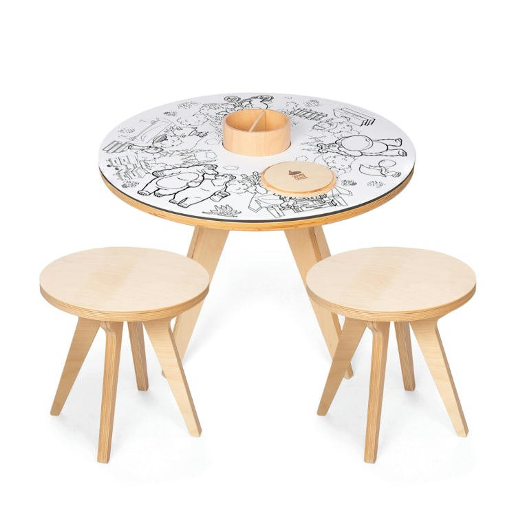 PLAY TIME - Table à dessiner multifonction D70cm et 2 tabourets