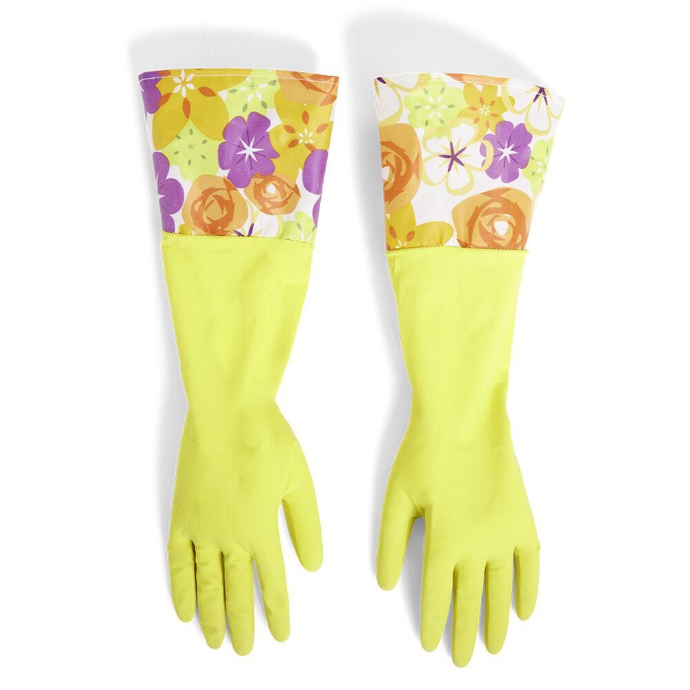 Gants de ménage motifs fleurs taille M jaune
