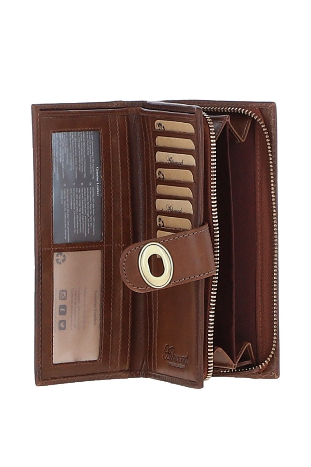 Ashwood Leather Real Leather Long Purse with Turnlock, Zip Pocket & Card Slots