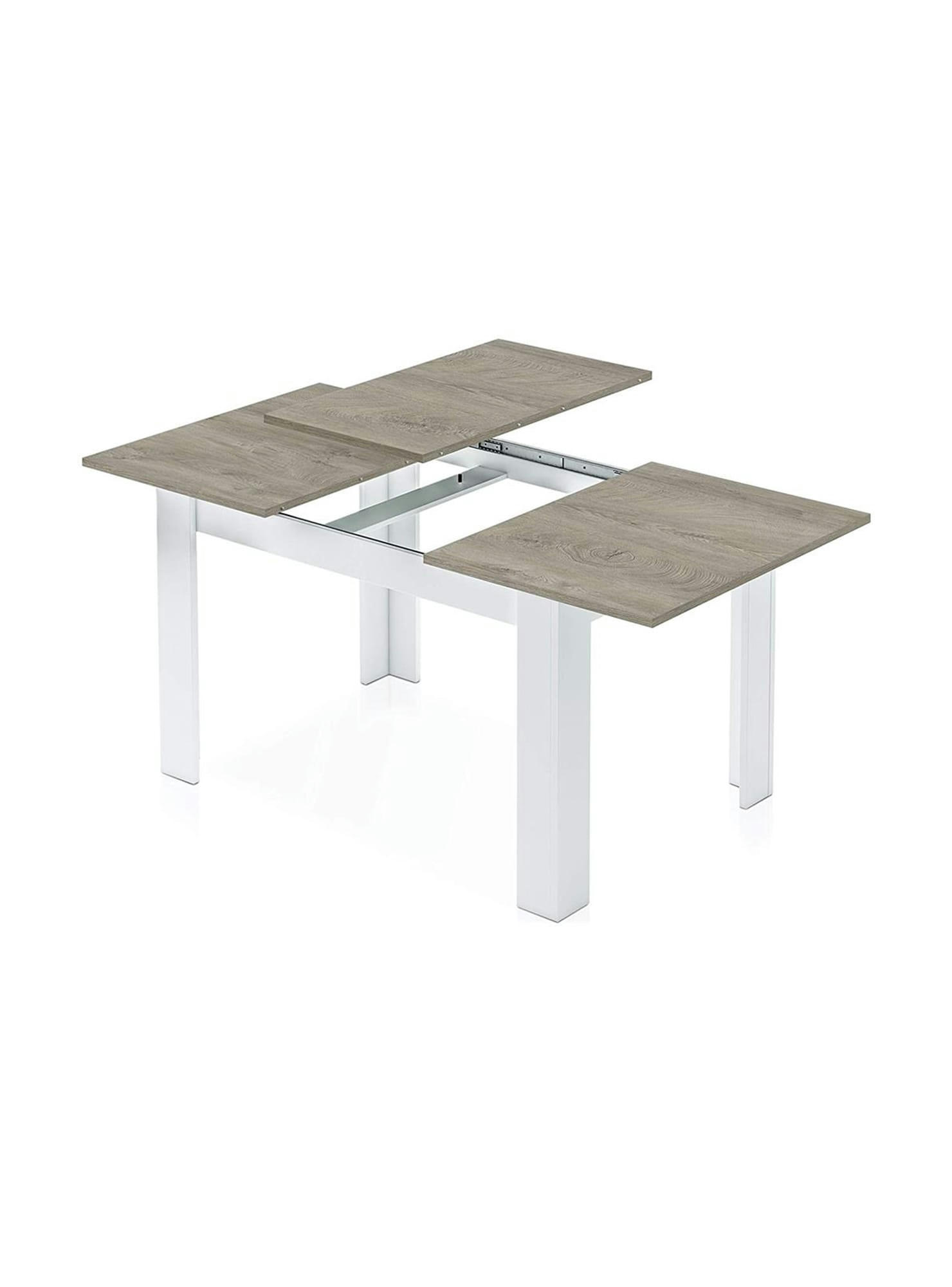 DALICE - Table à rallonge effet bois 140/190x90 chêne gris et blanc